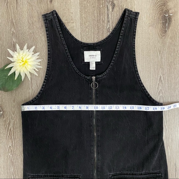 Forever 21 Black Denim Zippered Front Jumper Dress - Picture 10 of 12